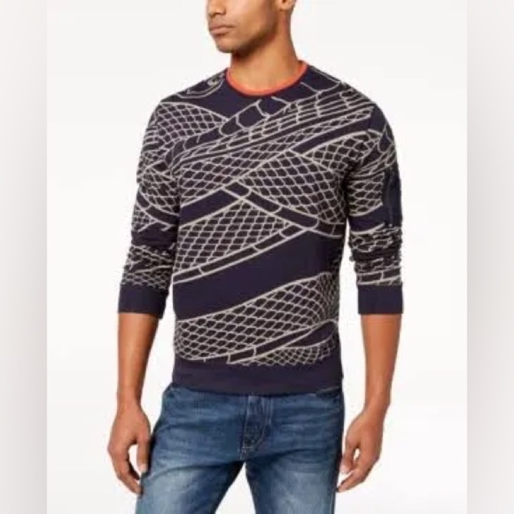 Sean-John Men's Flight Snake-Print Sweater Pullover XL